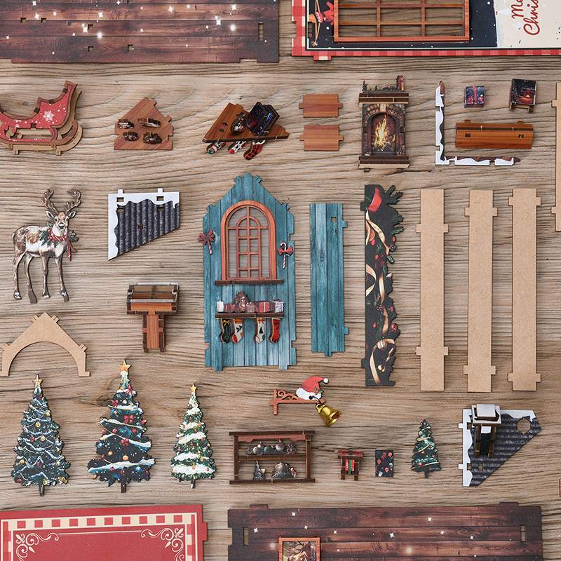 Snowy Christmas Cabin Miniature House Kit